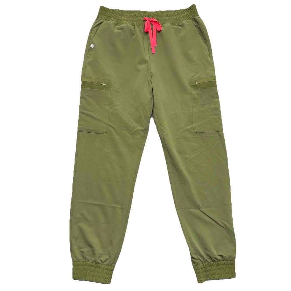 Figs Scrub Pants Atlanta High Waisted Skinny Jogger Olive Green Size L Technical